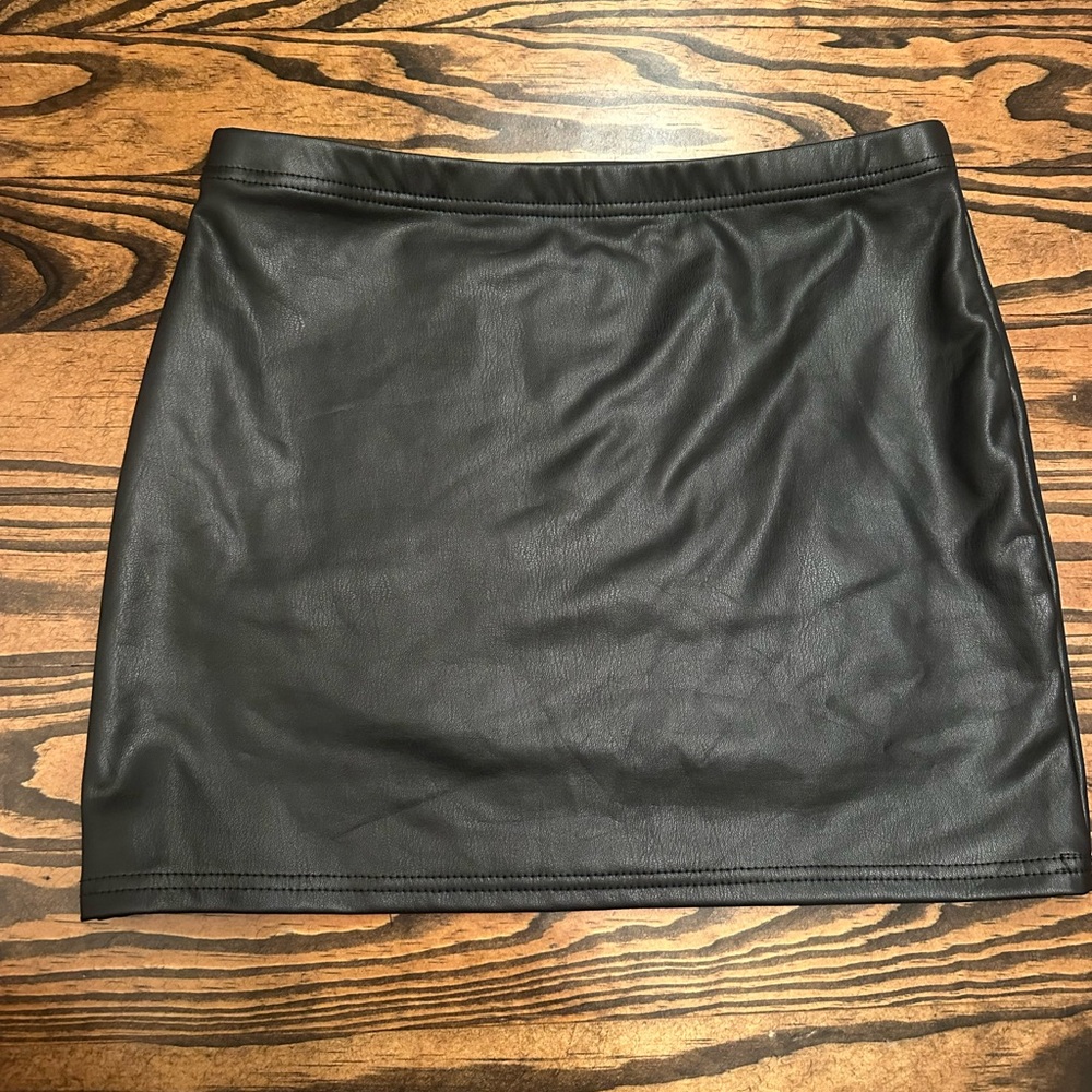 Sleek Black Faux Leather Mini Skirt